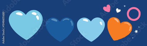 Bunte Herzen in verschiedenen Farben
