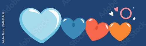 Bunte Herzen in verschiedenen Farben
