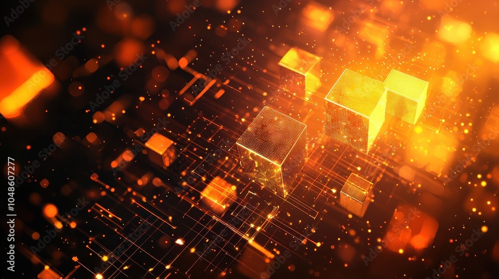 Obraz premium Abstract Geometric Cubes with Digital Background Effect