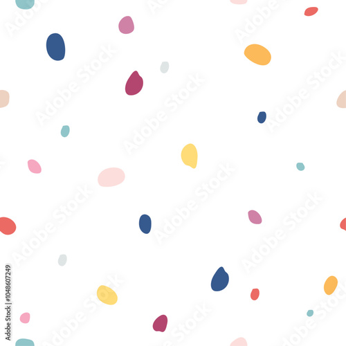 Abstract seamless pattern with colorful cute adorable little doodle circle handwritten for babies