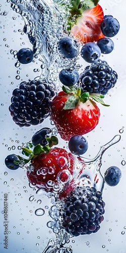 berries falling in water