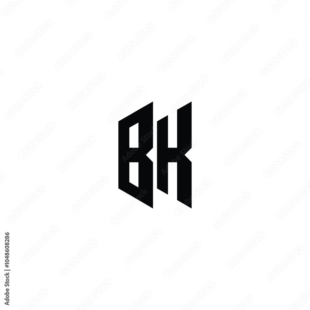 Obraz premium BK monogram logo design letter text name symbol monochrome logotype alphabet character simple logo