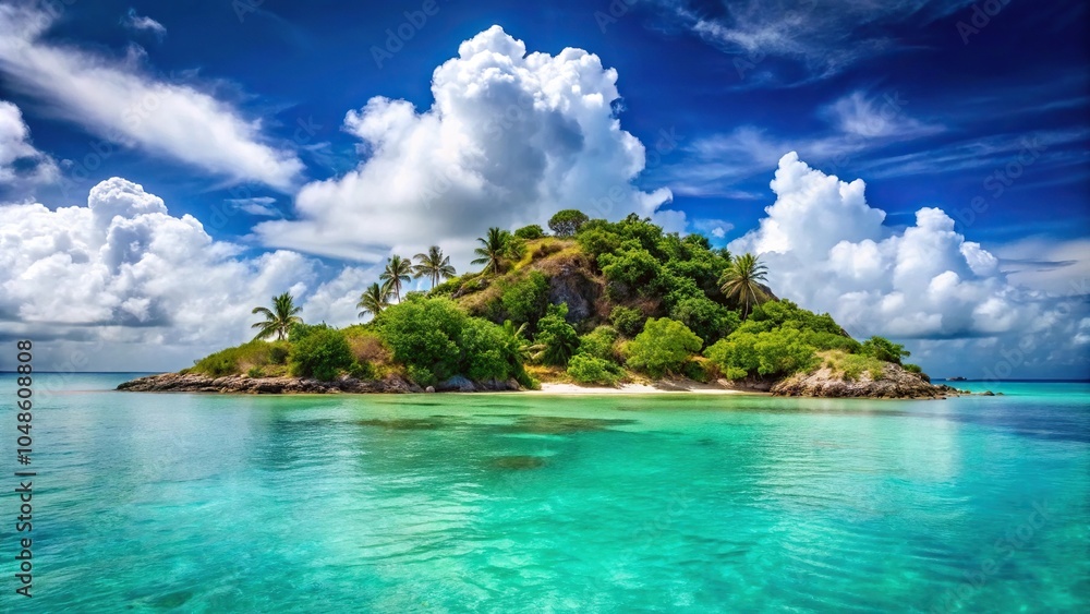 Fototapeta premium Tropical island in the Caribbean captured on Antigua using forced perspective.