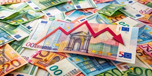 Euro Currency Inflation and Financial Crisis Visuals with Banknotes and High Living Costs photo