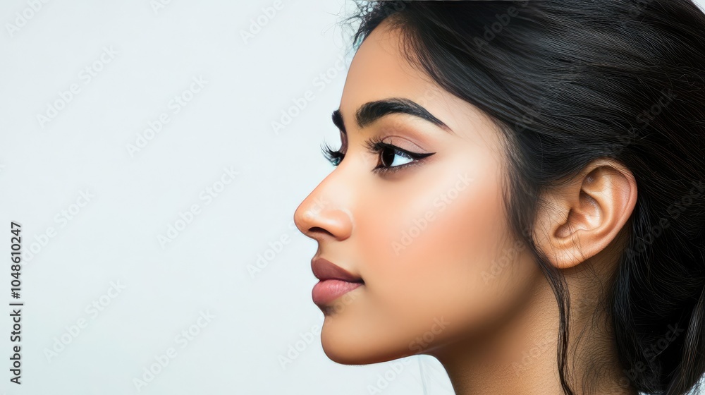 Profile of a Young Woman with Elegant Features Profile of a Young Woman with Elegant Features
