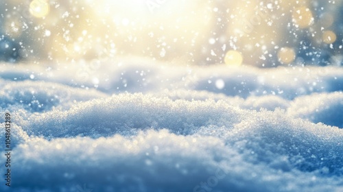 Soft Snowfall with Sunlight Glimmering in Background