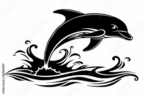 Playful Dolphin Silhouette Design