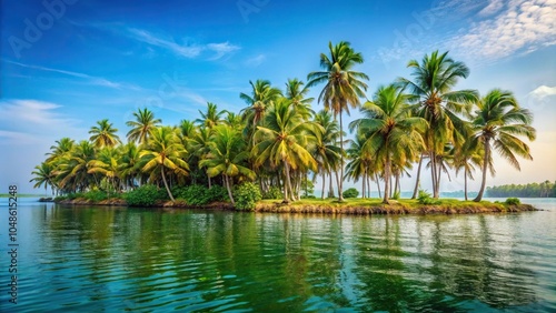 tropical island with Coconut trees in Kerala extreme close-up