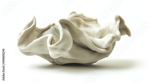 Abstract Sculpture of a White, Wavy, Textured Substance