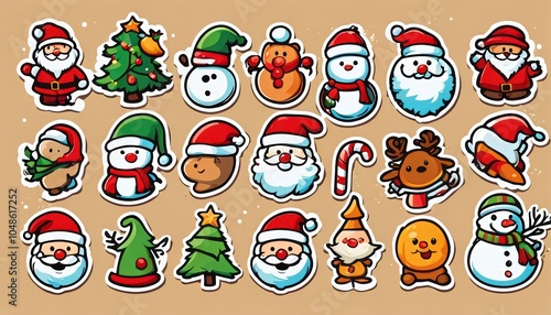 Collection of cute Christmas stickers