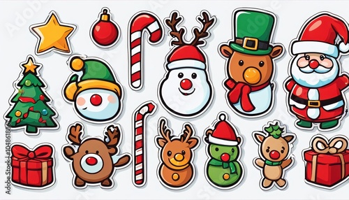 Collection of cute Christmas stickers