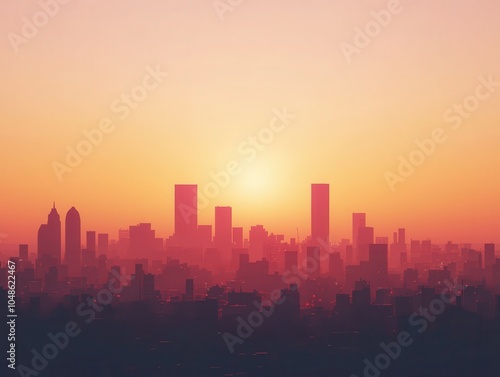 Sunset Cityscape with Clear Sky Above