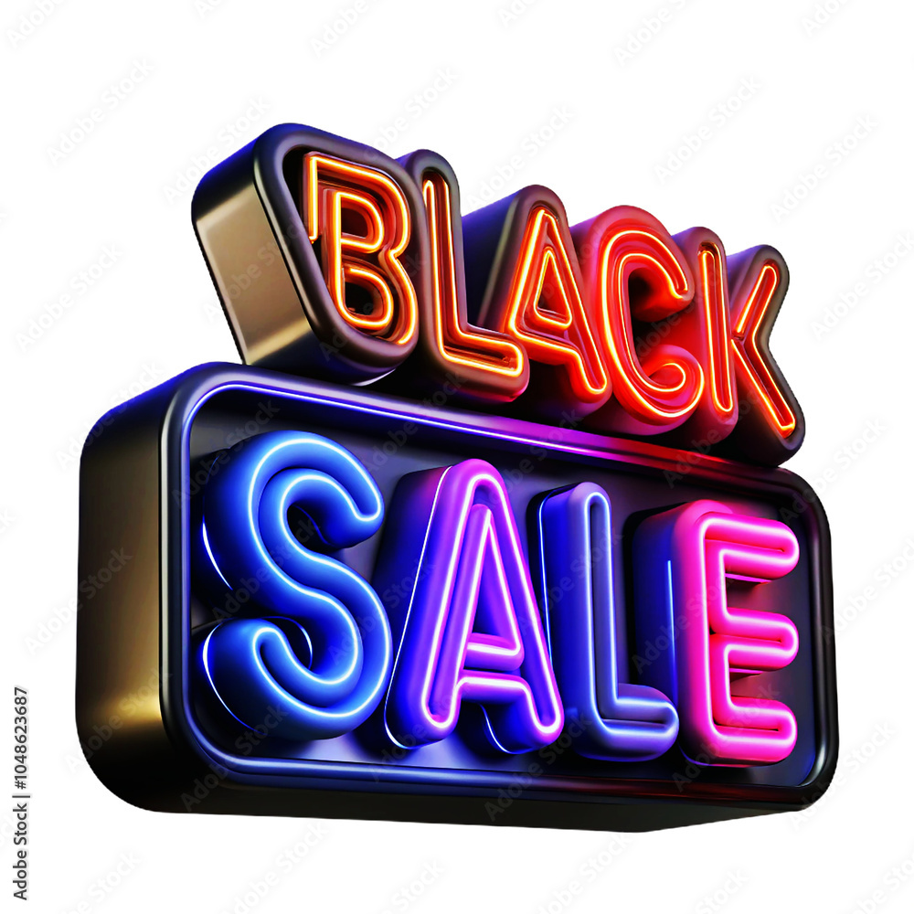 neon light showing black friday shopping sale ICON 3d cartoon style illustration neon light showing black friday shopping sale ICON 3d cartoon style illustration