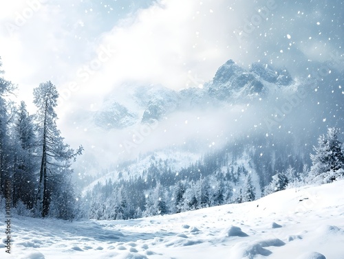 Wallpaper Mural Snowy Mountain Landscape in Winter Wonderland Torontodigital.ca