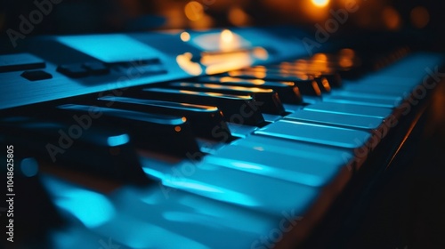 Wallpaper Mural Close-Up of Piano Keys in Artistic Lighting Torontodigital.ca