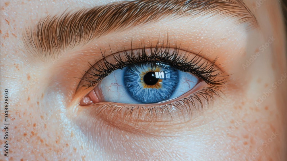 Fototapeta premium Close up photo of a woman's blue eye