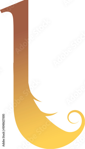 L Letter Logo. Couffeur, Hair and Beauty. Golden.