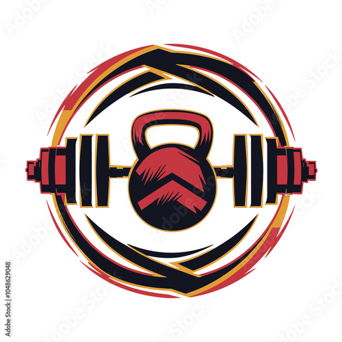 Kettlebell and Barbell Strength Training Gym Logo Design