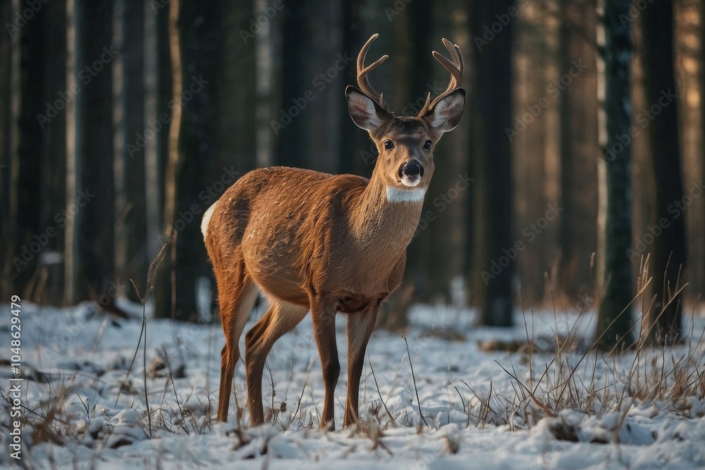 Fototapeta premium A roe deer in front of a forest