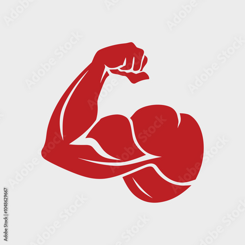 Powerful Bicep Muscle Fitness, Strength, and Bodybuilding Illustration