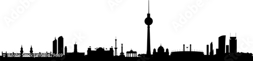 Vektor Silhouetten Skyline Berlin - Hauptstadt Deutschland - Europa - Architektur und Sehenswürdigkeiten der Metropole - Panorama Silhouette der Stadt