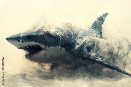 Shark paint abstract art