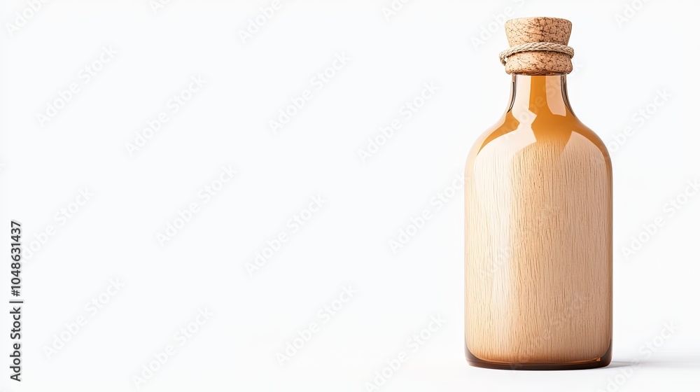 Elegant Amber Glass Bottle with Natural Cork Stopper Elegant Amber Glass Bottle with Natural Cork Stopper