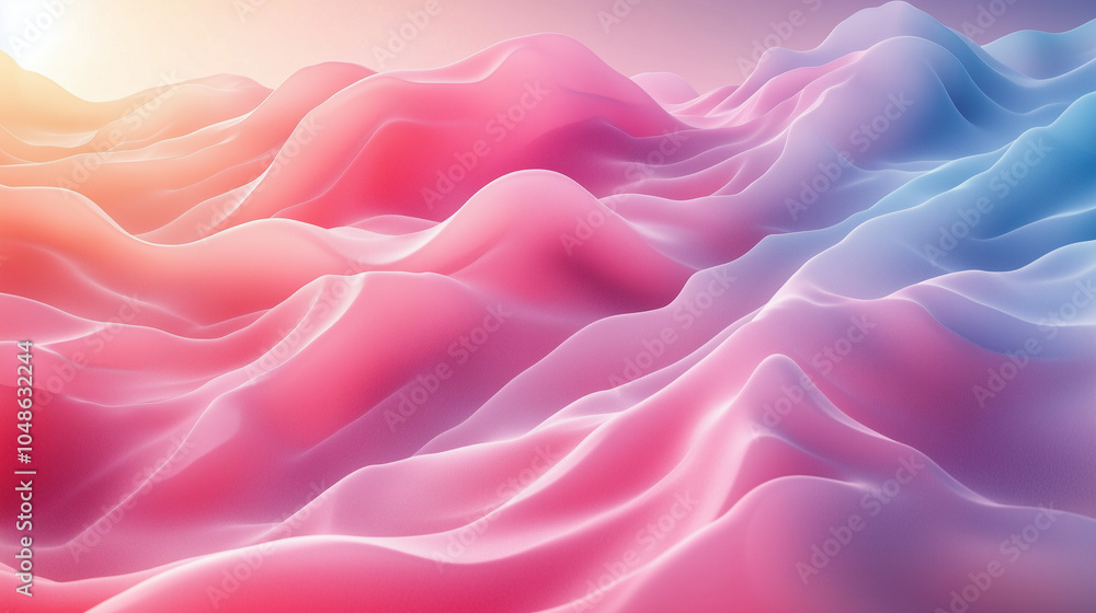 Obraz premium Smooth gradient waves in pink and blue with fluid motion effect