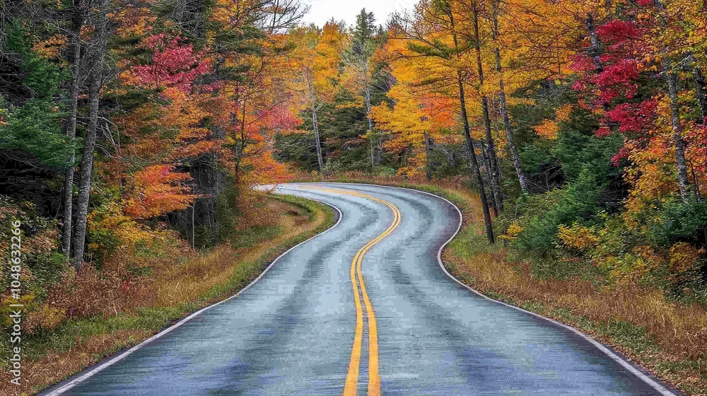 Fototapeta premium Scenic Autumn Road Under Open Sky
