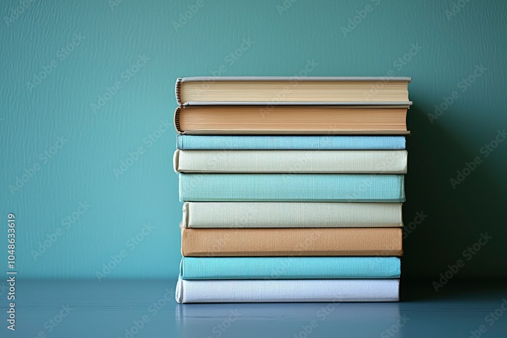 Stack of Books on a Blue Surface Stack of Books on a Blue Surface