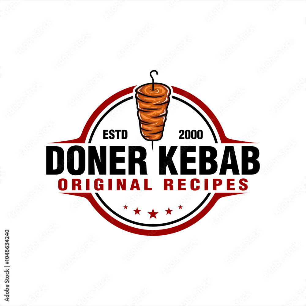 Poster doner kebab shawarma logo label template vector illustration ...