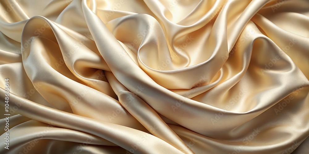 Obraz premium Luxurious Cream Satin Fabric Closeup - Smooth Flowing Texture and Warm Tone for Elegant Design