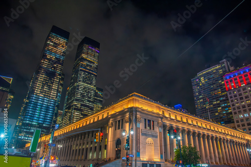 Obraz na płótnie Moynihan Train Hall at Penn Station by night w salonie