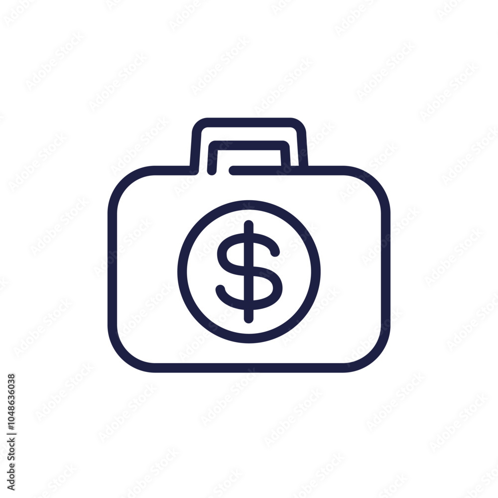 briefcase and money line icon, financial portfolio vector briefcase and money line icon, financial portfolio vector