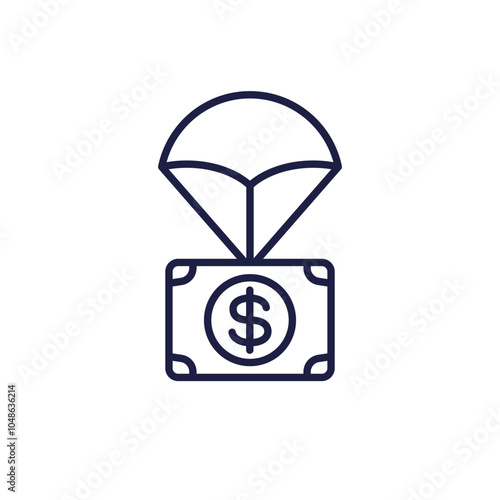 parachute money line icon on white