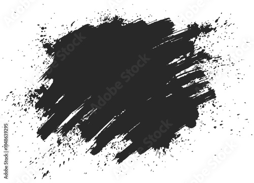 Black paint brush strokes background. Painting splash texture. Dark splatter and smear layout.  Suitable for artistic illustration element.