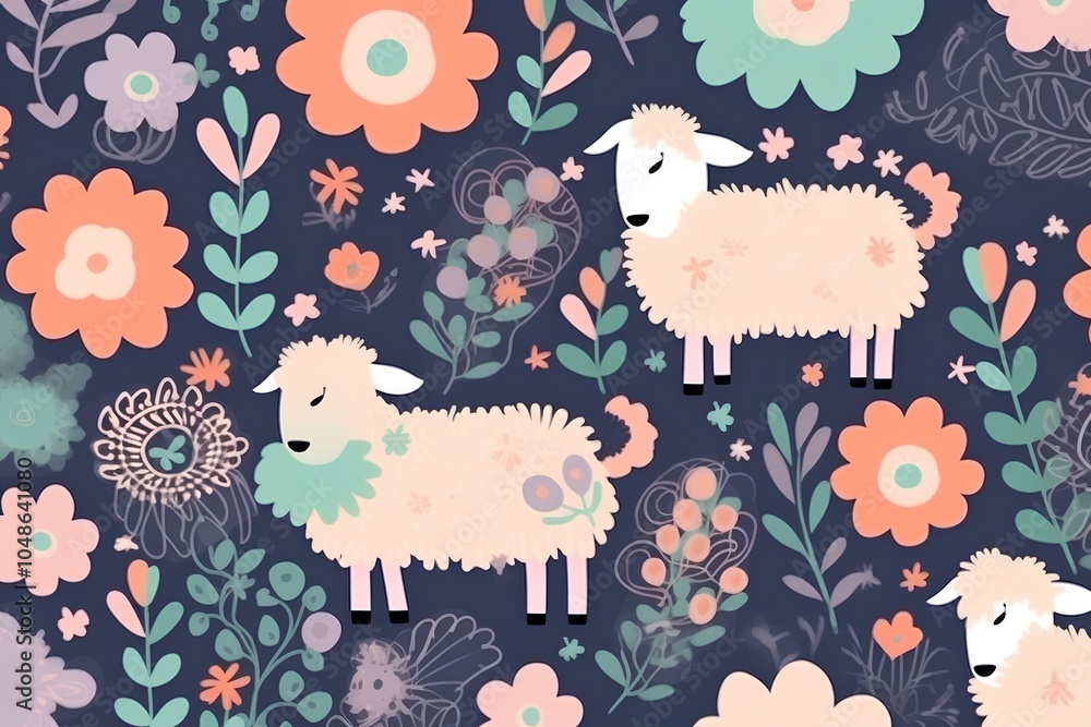 seamless pattern with sheep