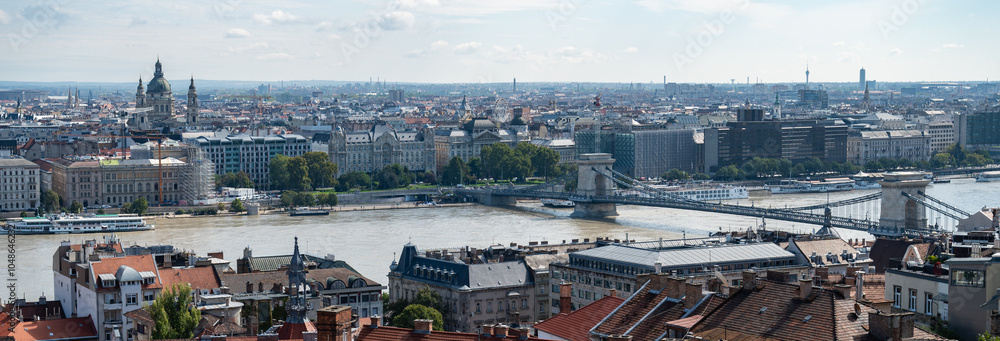 Budapest downtown - drone aerial video of the Hungarian capital. Buda and Danube river at sunrise. Aerial drone view of the Budapest city. Drone view of the capitol city Budapest.