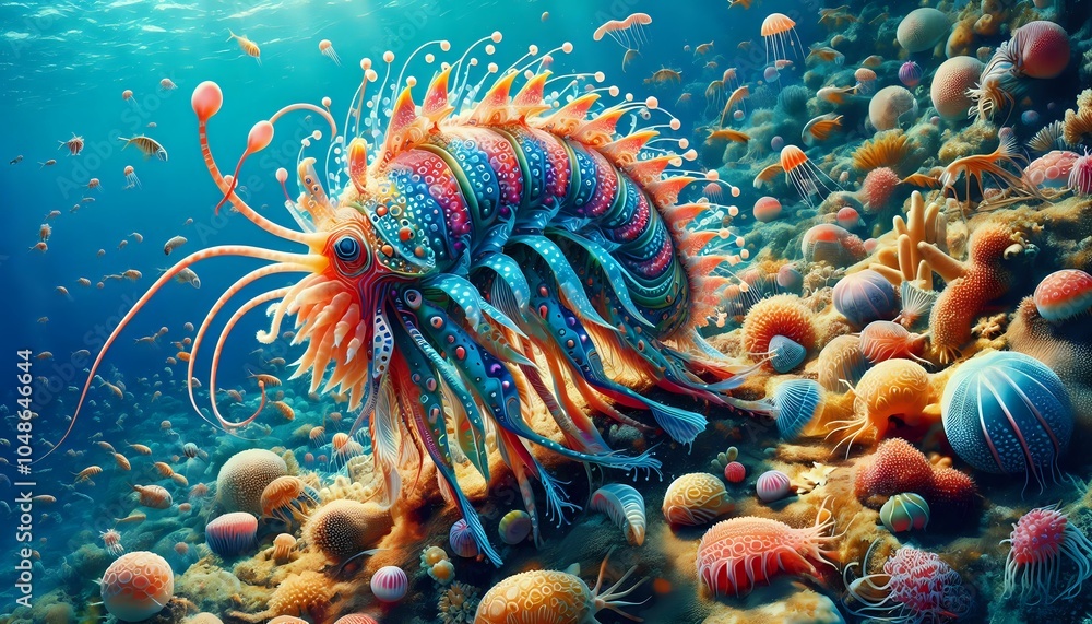 Obraz premium Vibrant Underwater Scene with Colorful Marine Life 