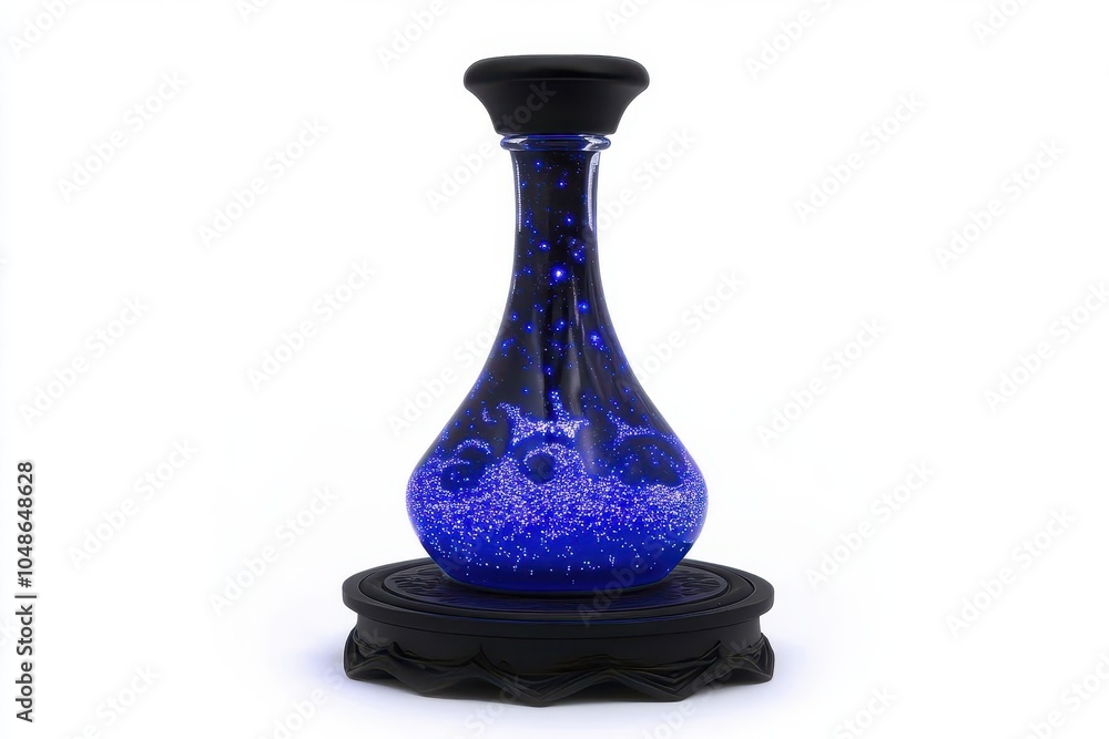 A glowing blue potion in a stylish glass bottle, perfect for fantasy, magic, or scientific themes. A glowing blue potion in a stylish glass bottle, perfect for fantasy, magic, or scientific themes.