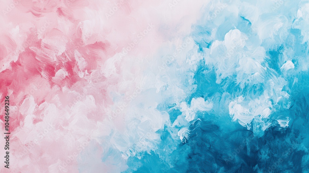 Fototapeta premium A vibrant abstract painting featuring a blend of pink and blue hues, creating a soft, dreamy atmosphere.