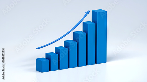 Blue bar chart with upward trend on a white background Free Download Blue bar chart with upward trend on a white background - GFXLoad