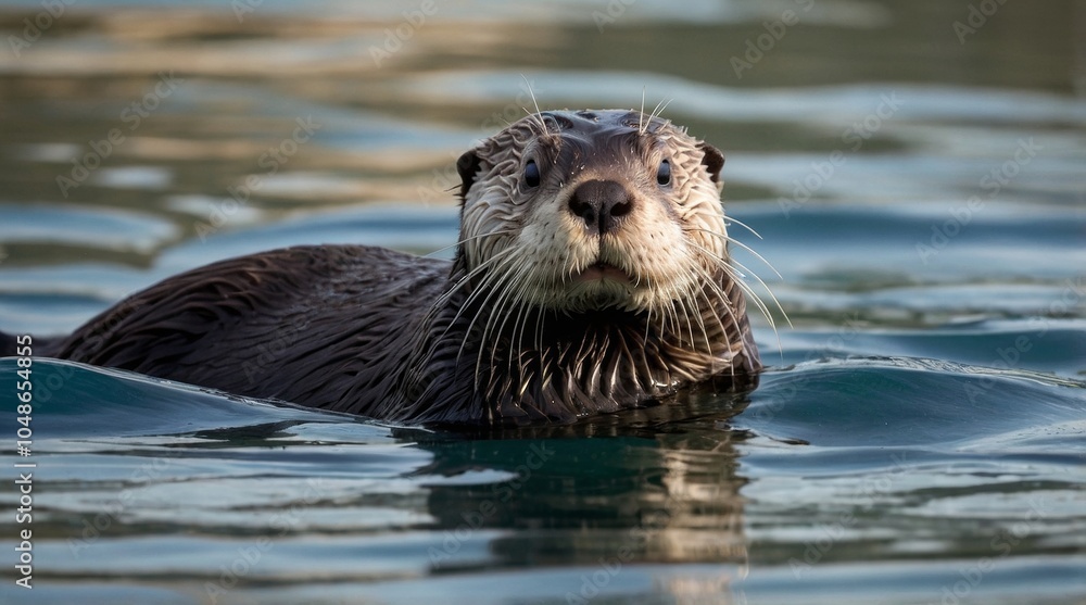 A happy and free sea otter on is habitat A happy and free sea otter on is habitat