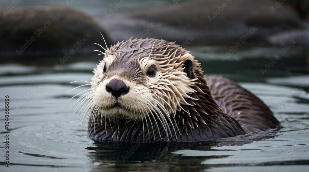 A happy and free sea otter on is habitat A happy and free sea otter on is habitat