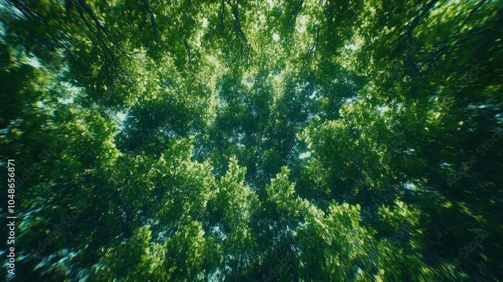 A close up of a forest with trees that are green and full of leaves. The image has a peaceful and calming mood, as the viewer is surrounded by nature and the beauty of the trees A close up of a forest with trees that are green and full of leaves. The image has a peaceful and calming mood, as the viewer is surrounded by nature and the beauty of the trees