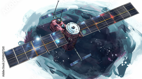 Fototapeta Naklejka Na Ścianę i Meble -  Sputnik space station scientists study the planet galaxy