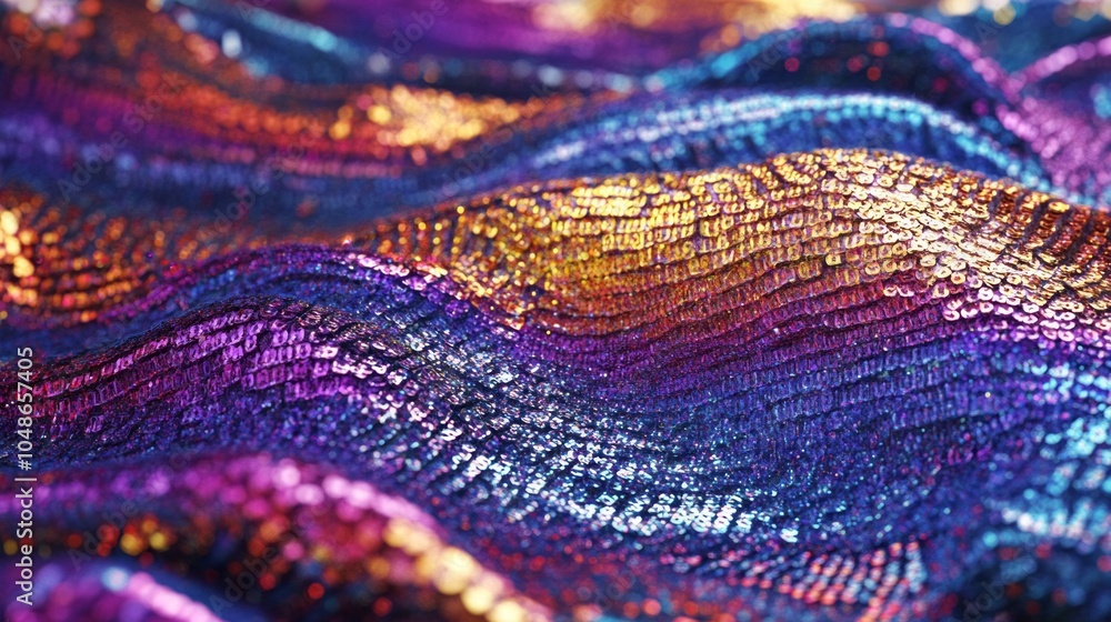 A colorful fabric with a purple and gold stripe A colorful fabric with a purple and gold stripe