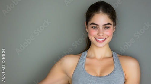 Joyful smiles celebrating confidence and fitness in everyday life with an inspiring portrait of a young woman