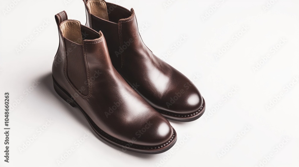A Pair of Brown Leather Chelsea Boots A Pair of Brown Leather Chelsea Boots