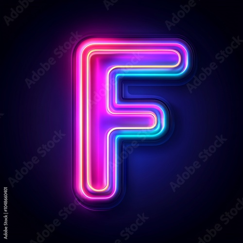 Wallpaper Mural A glowing, neon letter "F" with vibrant colors on a dark background. Torontodigital.ca